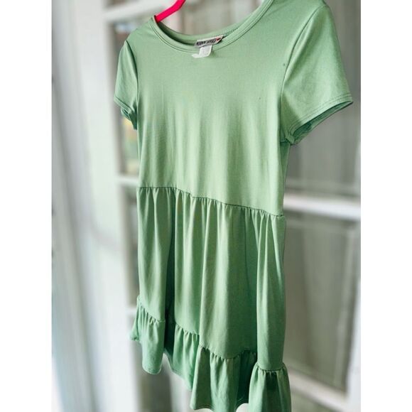 Morning Kisses New York Women’s Size Medium Honeydew Tiered Mini Swing Dress - Picture 6 of 10